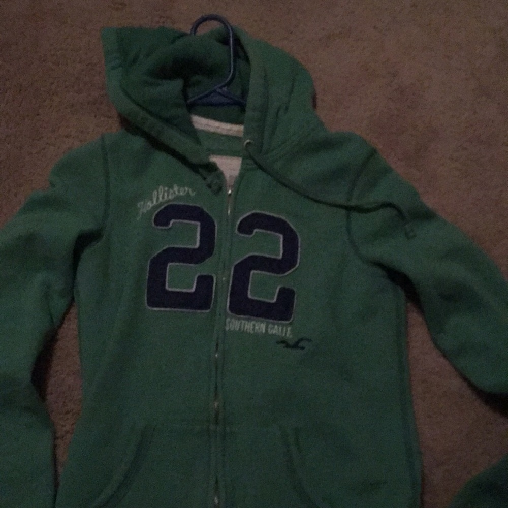 Green Hollister zip up Jacket